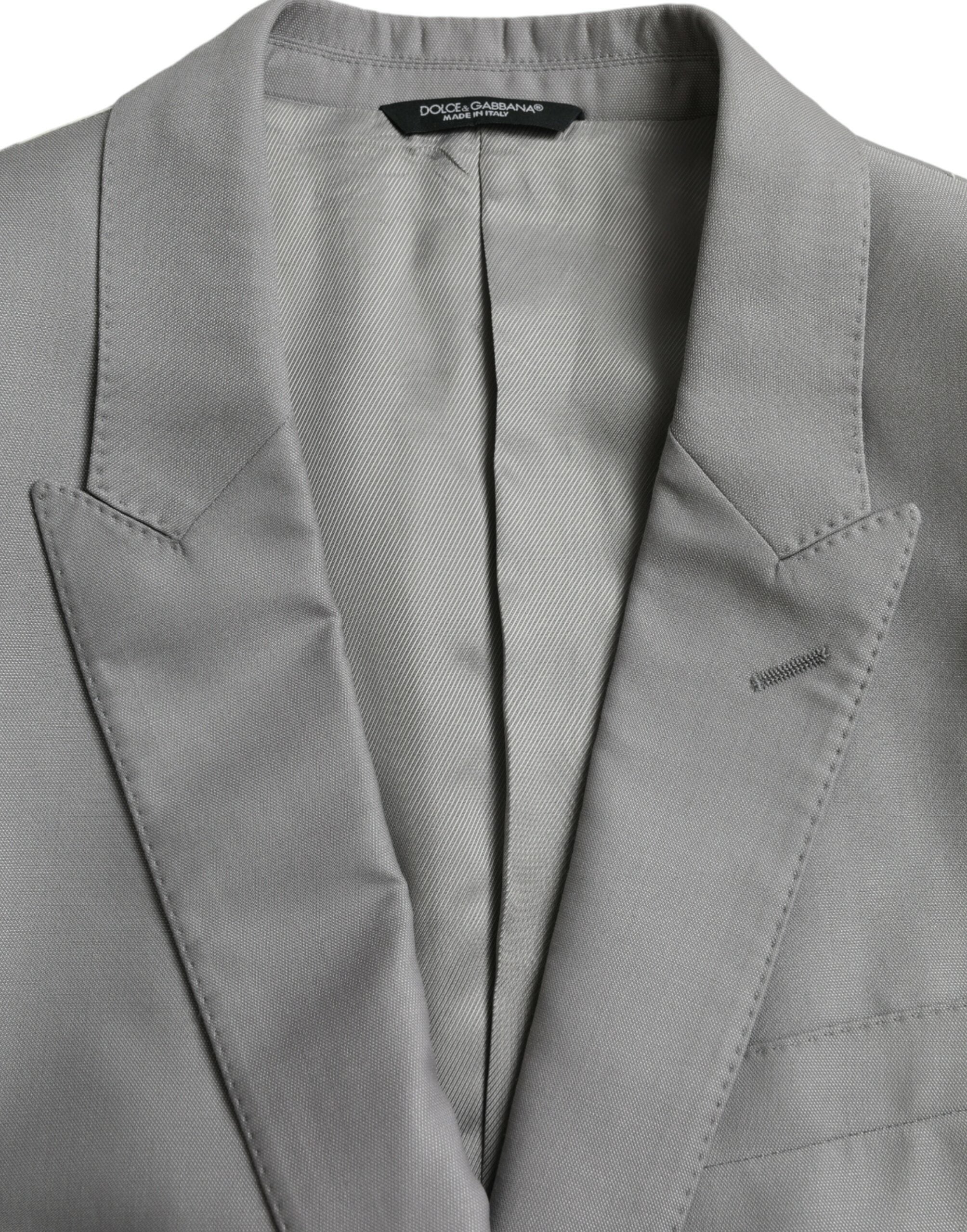 Dolce & Gabbana Gray Wool Peak Single Breasted Coat Blazer -   -  Dolce & Gabbana.