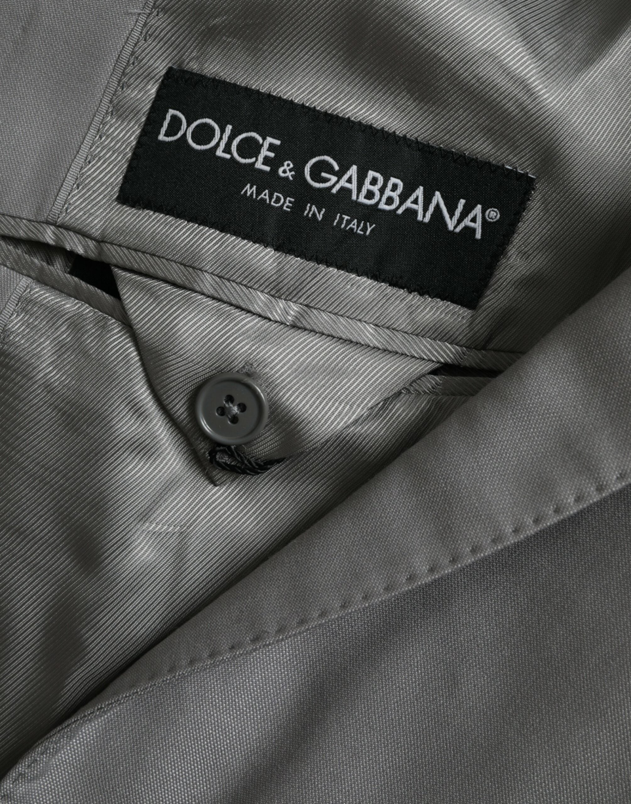 Dolce & Gabbana Gray Wool Peak Single Breasted Coat Blazer -   -  Dolce & Gabbana.