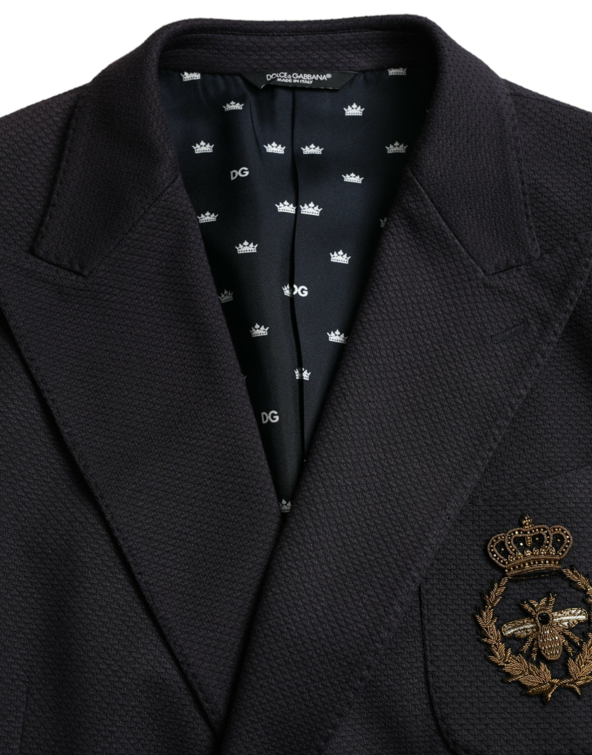 Dolce & Gabbana Dark Blue Crown Bee Double Breasted Blazer -   -  Dolce & Gabbana.