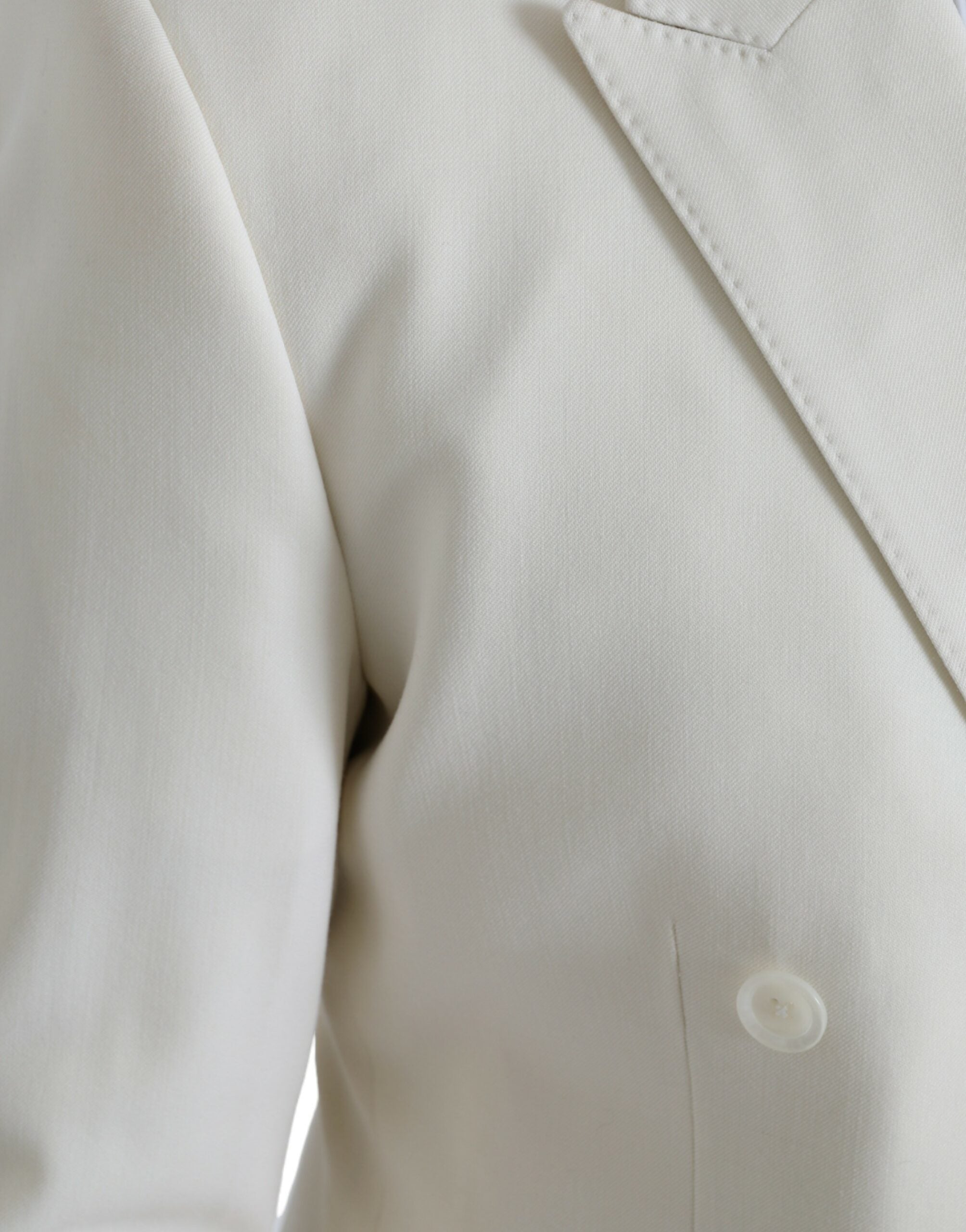 Dolce & Gabbana White Wool MARTINI Double Breasted Blazer -   -  Dolce & Gabbana.