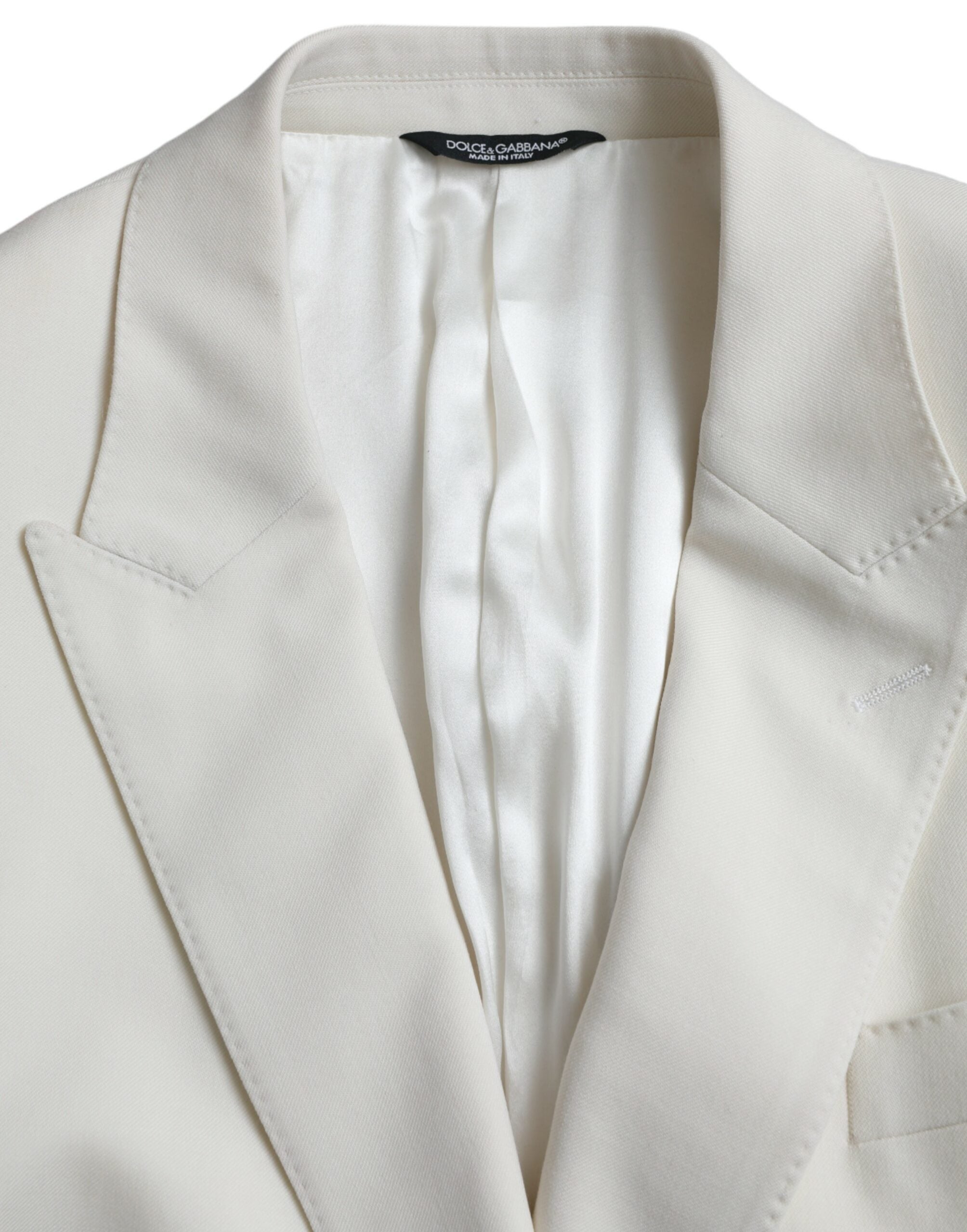 Dolce & Gabbana White Wool MARTINI Double Breasted Blazer -   -  Dolce & Gabbana.