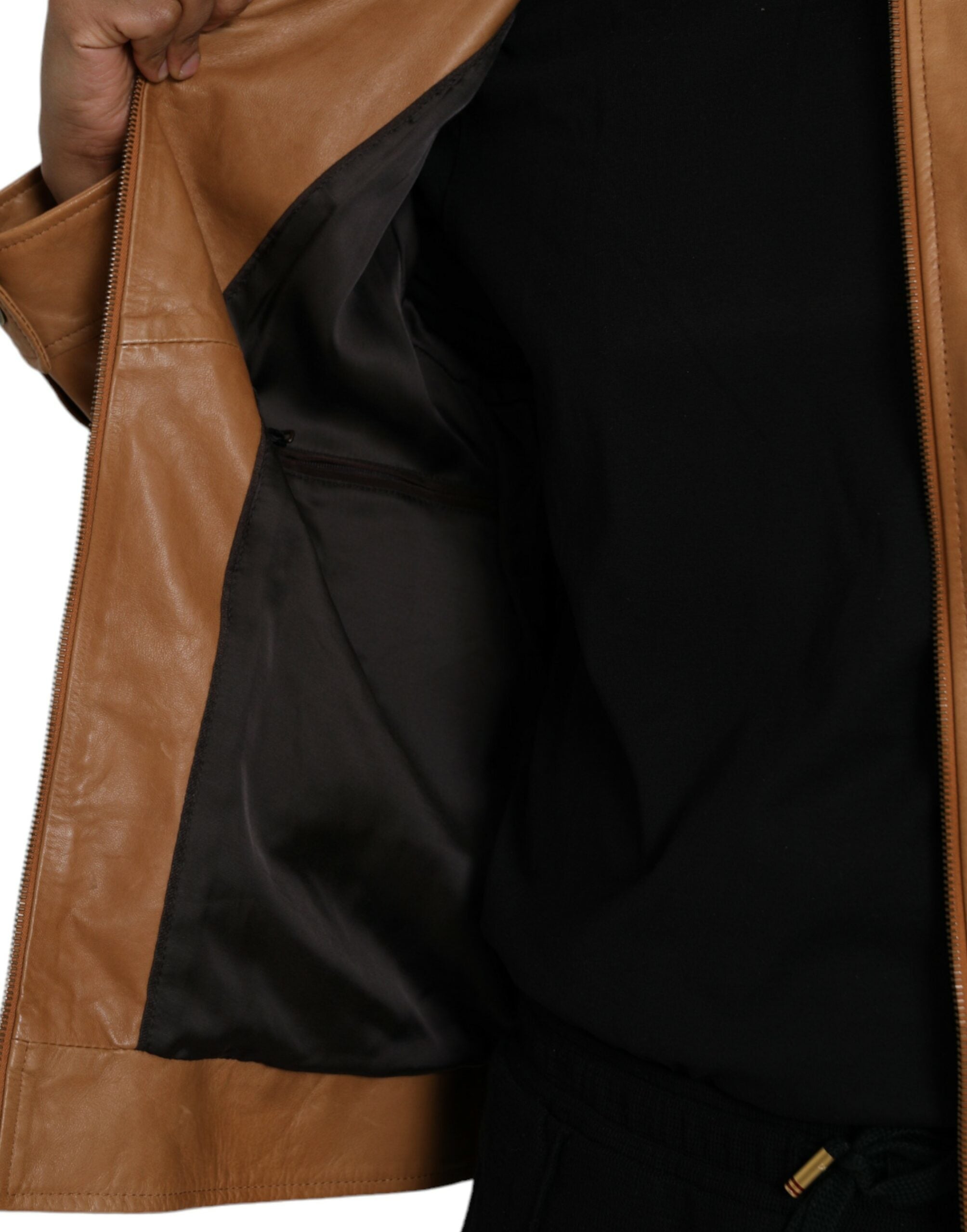 Dolce & Gabbana Brown Lamb Leather Full Zip Blouson Jacket -   -  Dolce & Gabbana.