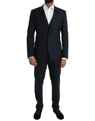 Dolce & Gabbana Dark Blue MARTINI Wool Formal 3 Piece Suit -   -  Dolce & Gabbana.