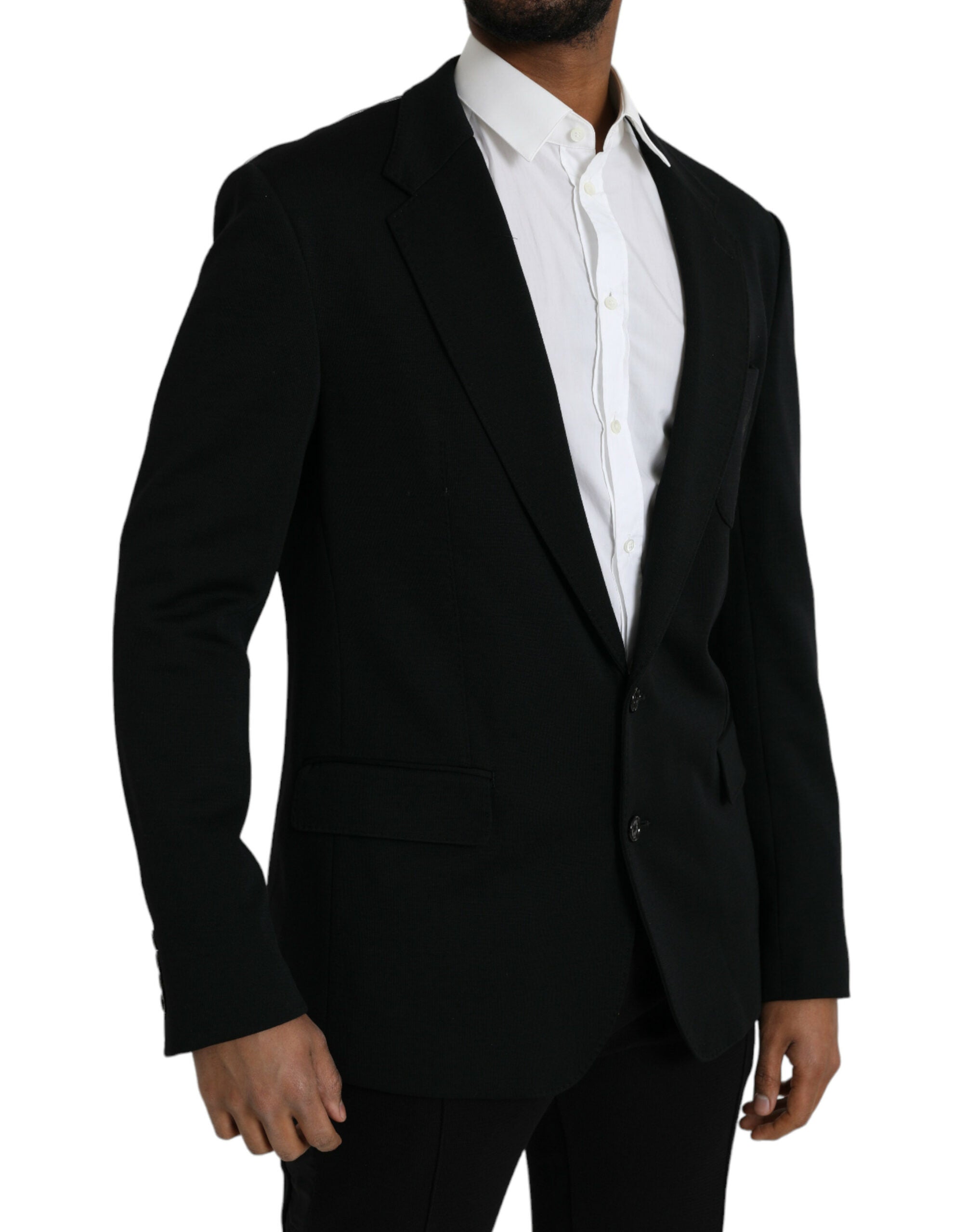 Dolce & Gabbana Black Wool Single Breasted Coat Blazer -   -  Dolce & Gabbana.