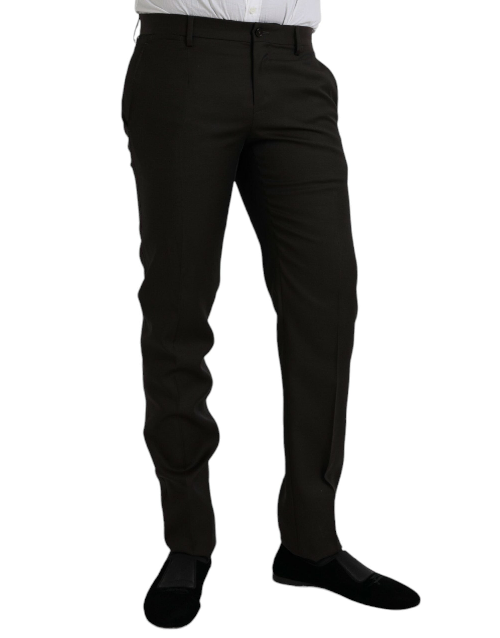 Dolce & Gabbana Dark Brown Wool Slim Fit Formal Pants -   -  Dolce & Gabbana.