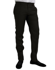 Dolce & Gabbana Dark Brown Wool Slim Fit Formal Pants -   -  Dolce & Gabbana.