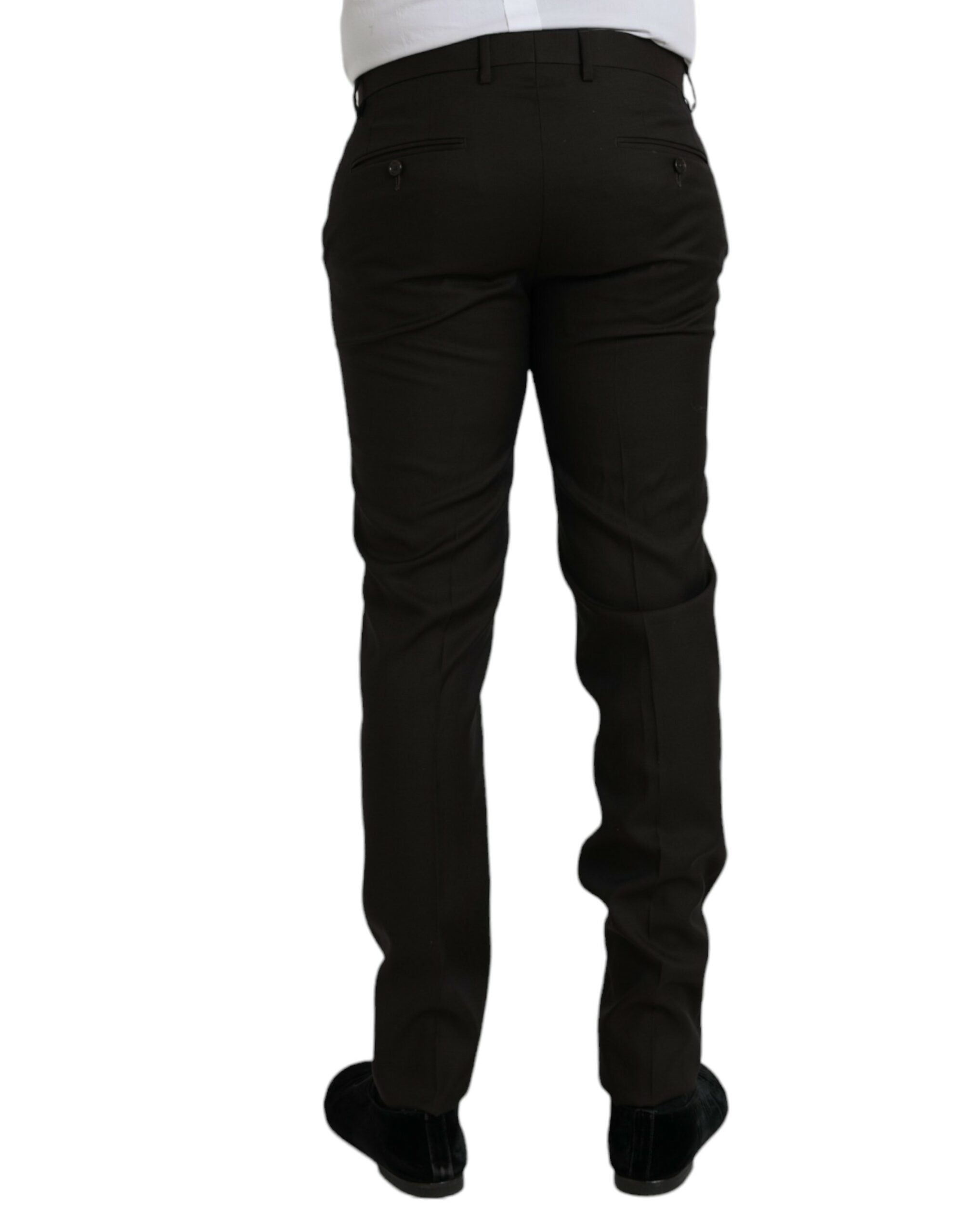 Dolce & Gabbana Dark Brown Wool Slim Fit Formal Pants -   -  Dolce & Gabbana.