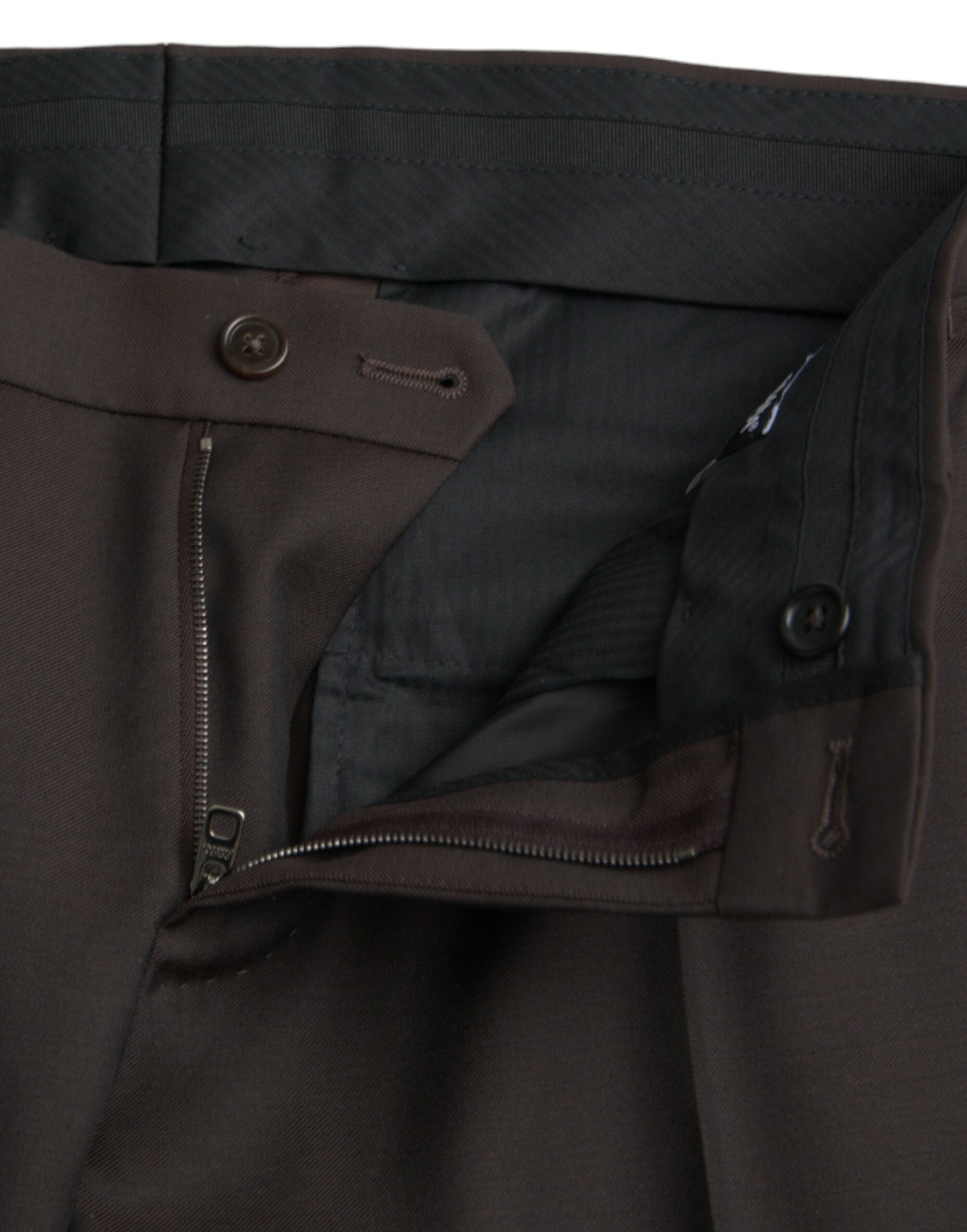 Dolce & Gabbana Dark Brown Wool Slim Fit Formal Pants -   -  Dolce & Gabbana.