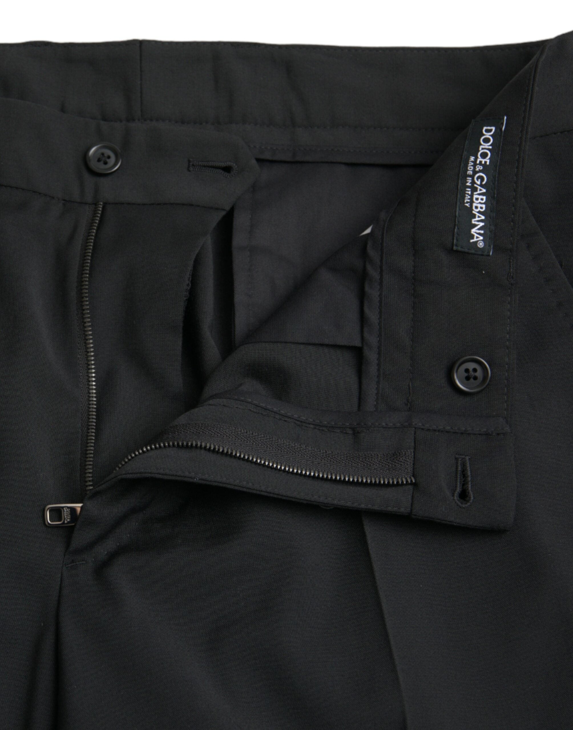 Dolce & Gabbana Black Wool SlimFit Dress Formal Pants -   -  Dolce & Gabbana.