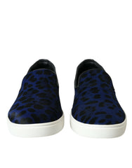 Dolce & Gabbana Blue Calfskin Hair Leopard Sneakers Shoes -   -  Dolce & Gabbana.