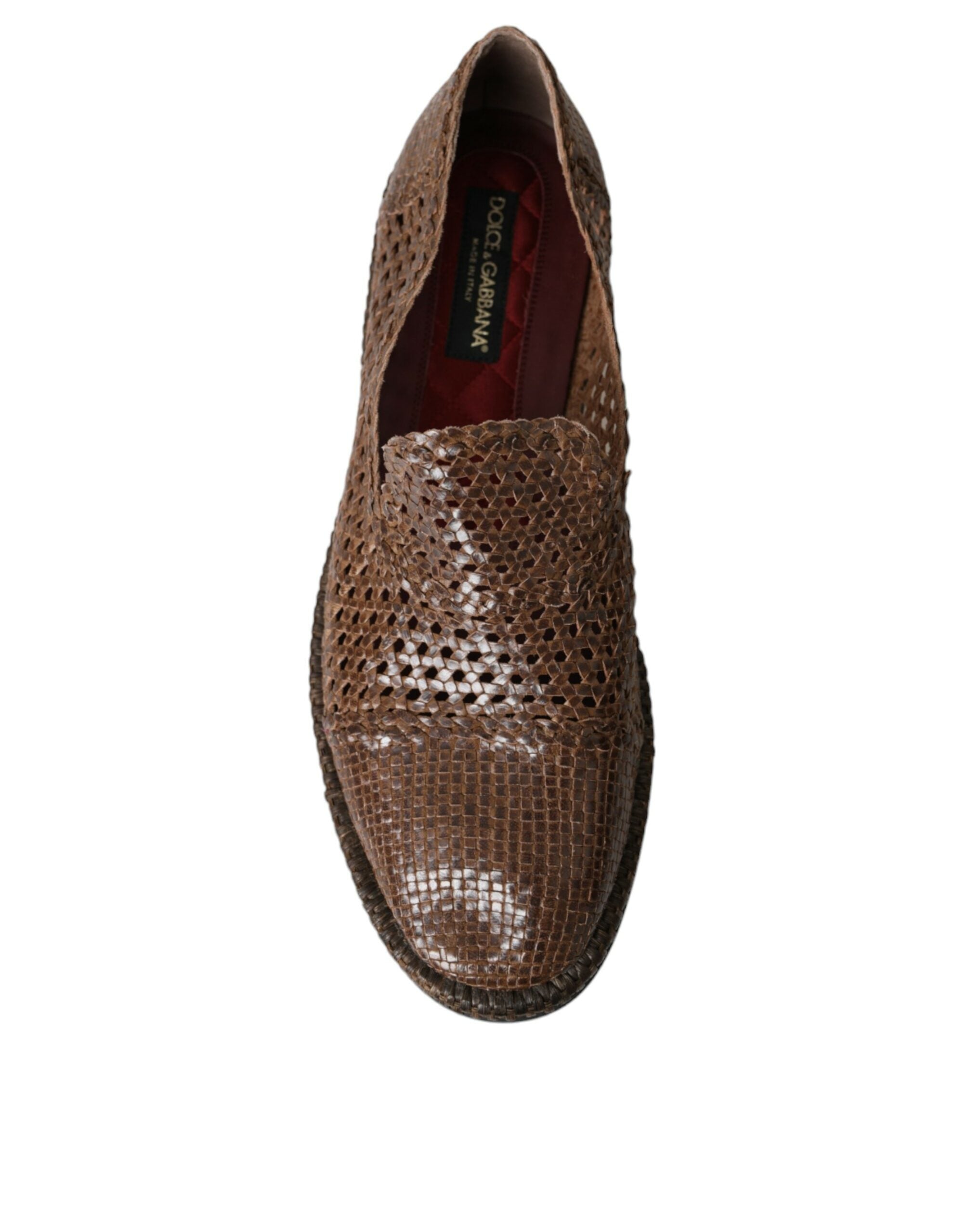 Dolce & Gabbana Brown Woven Leather Loafers Casual Shoes -   -  Dolce & Gabbana.