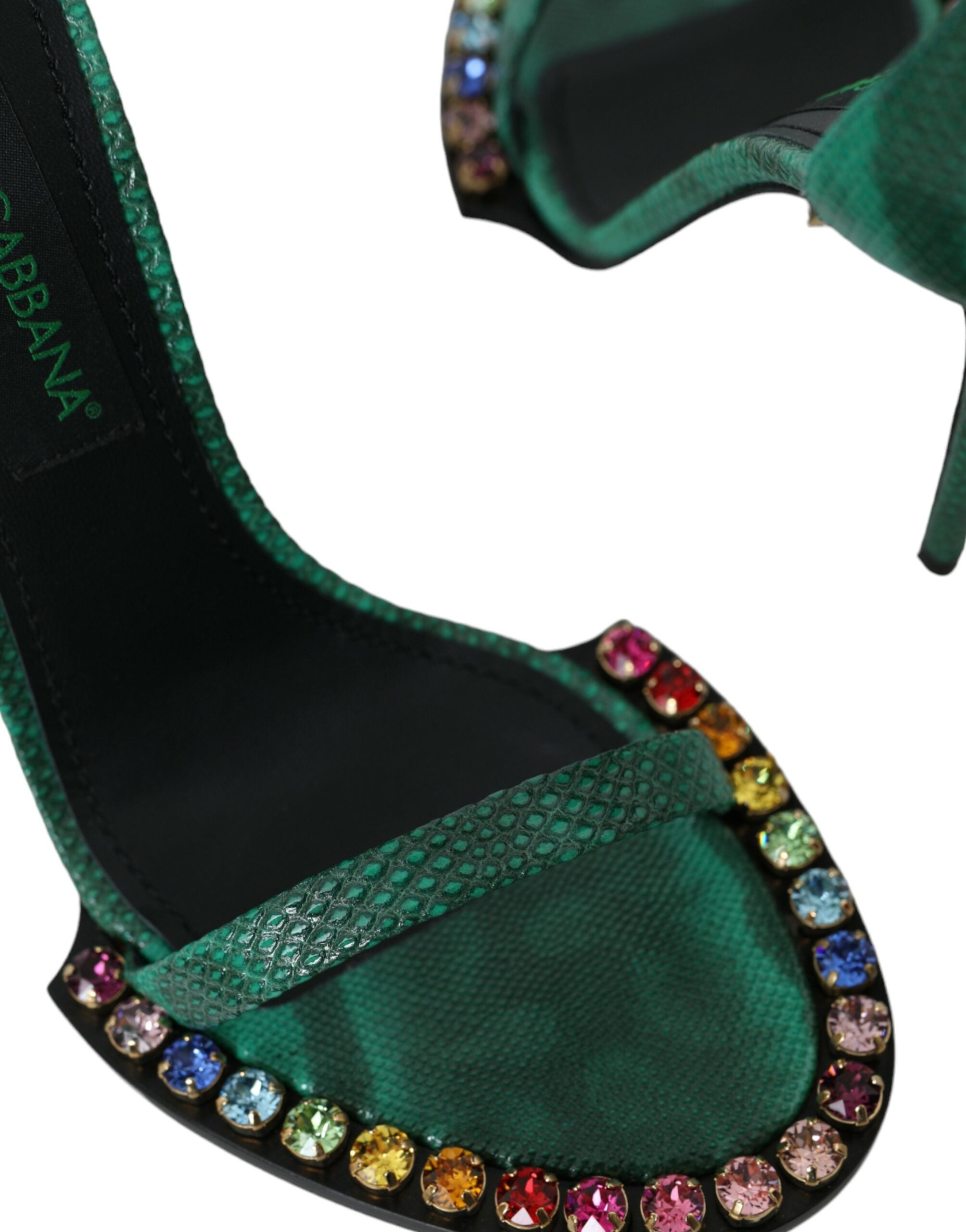Dolce & Gabbana Green Exotic Leather Crystal Sandals Shoes -   -  Dolce & Gabbana.