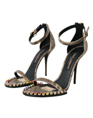 Dolce & Gabbana Brown Exotic Leather Crystal Sandals Shoes -   -  Dolce & Gabbana.