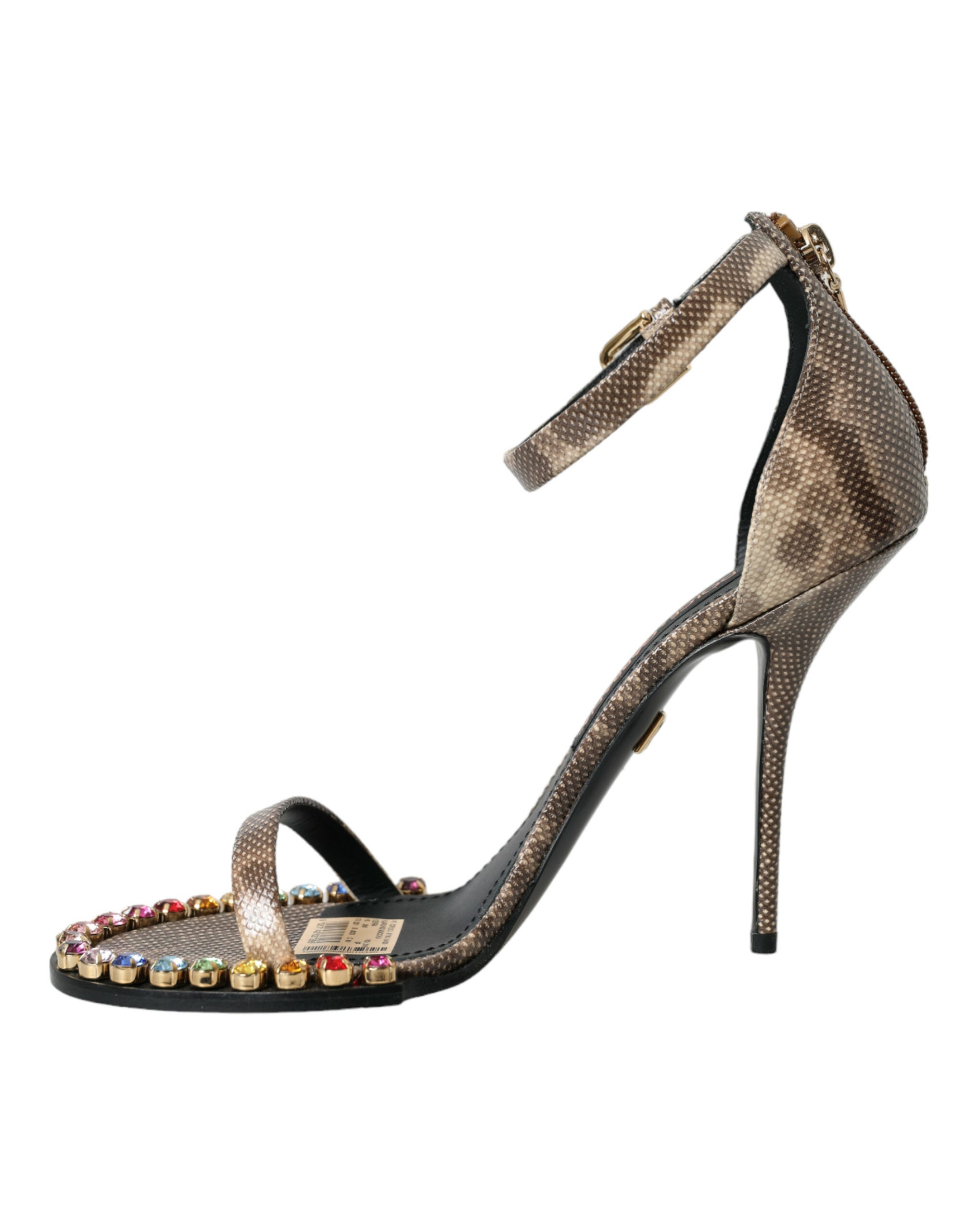 Dolce & Gabbana Brown Exotic Leather Crystal Sandals Shoes -   -  Dolce & Gabbana.