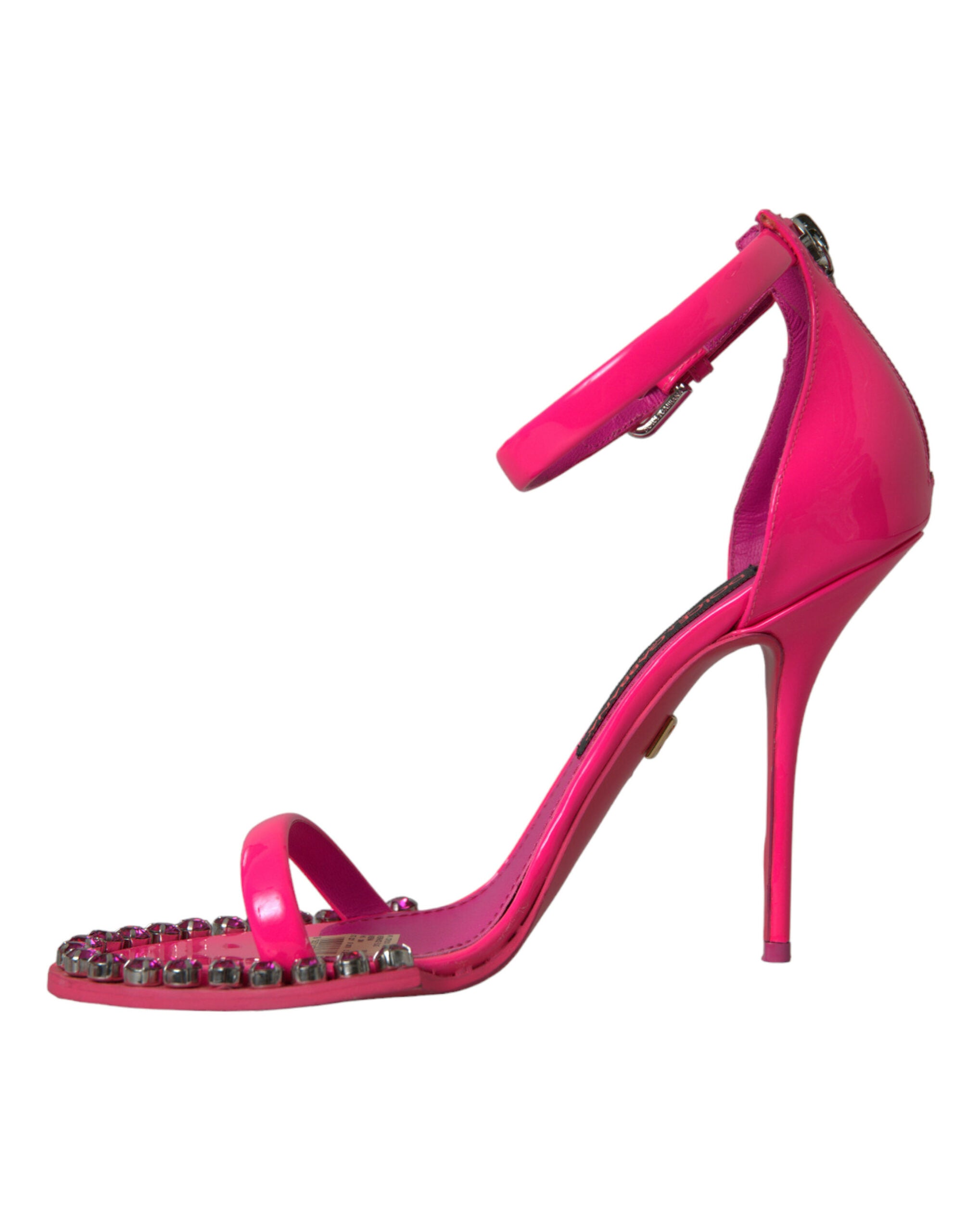 Dolce & Gabbana Pink Leather Crystal Heels Sandals Shoes -   -  Dolce & Gabbana.