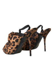 Dolce & Gabbana Brown Leopard Slingback Heels Sandals Shoes -   -  Dolce & Gabbana.