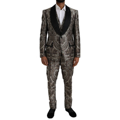 Dolce & Gabbana Brown Floral Jacquard Formal 3 Piece Suit -   -  Dolce & Gabbana.