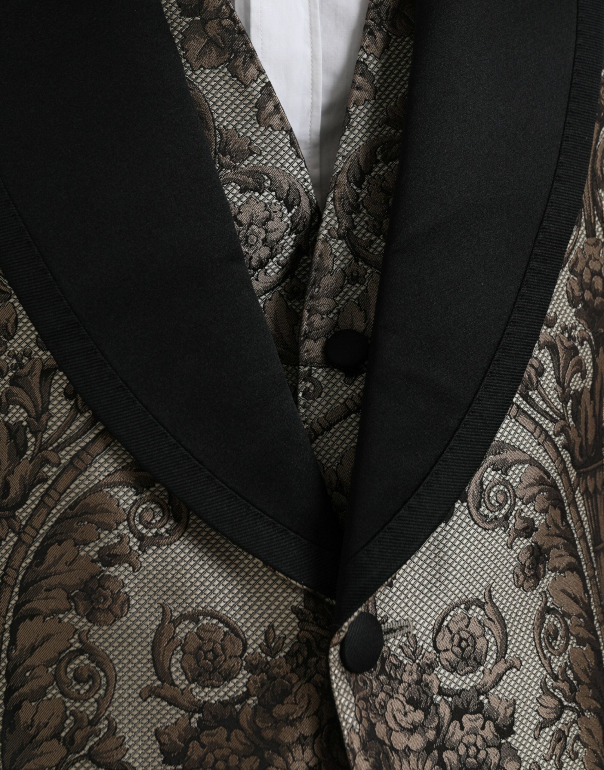 Dolce & Gabbana Brown Floral Jacquard Formal 3 Piece Suit -   -  Dolce & Gabbana.
