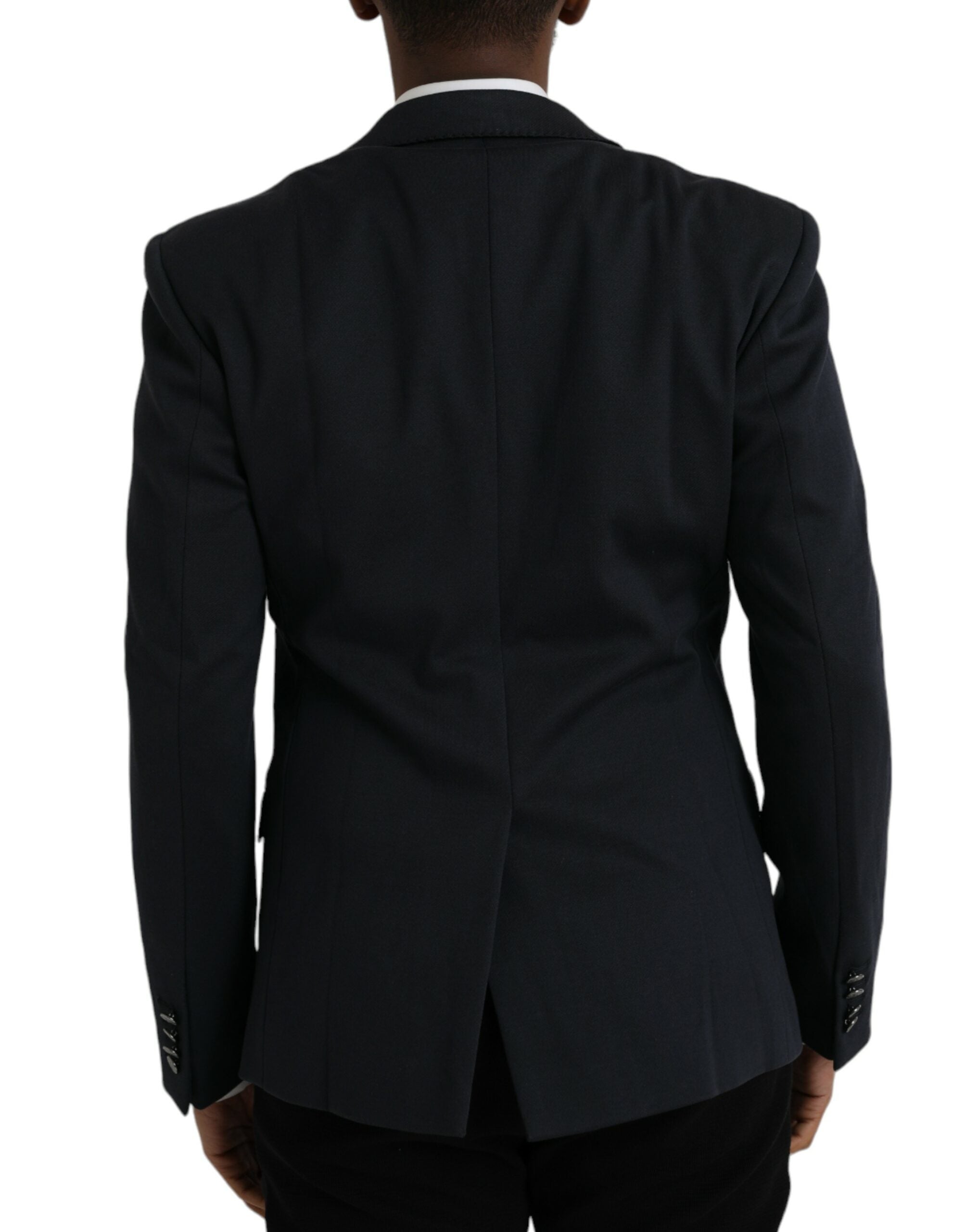 Dolce & Gabbana Dark Blue Cotton Single Breasted Coat Blazer -   -  Dolce & Gabbana.