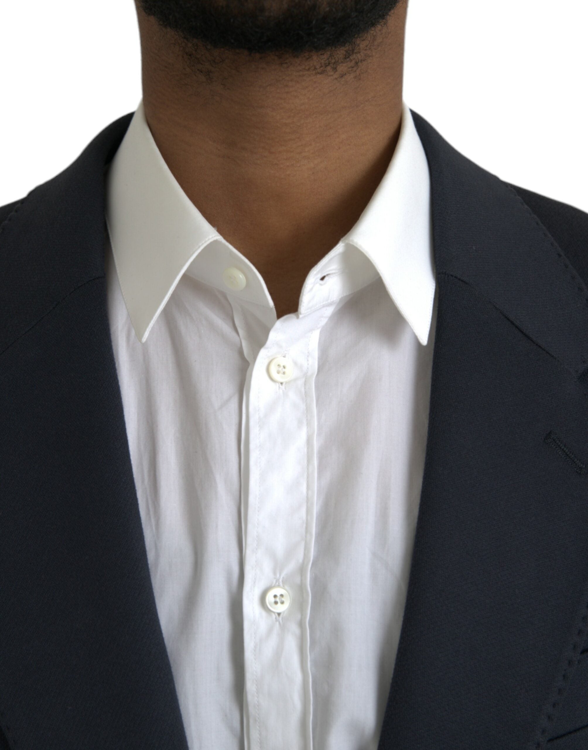 Dolce & Gabbana Dark Blue Cotton Single Breasted Coat Blazer -   -  Dolce & Gabbana.