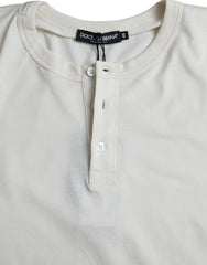 Dolce & Gabbana Off White Cotton Round Neck Pullover Sweater -   -  Dolce & Gabbana.