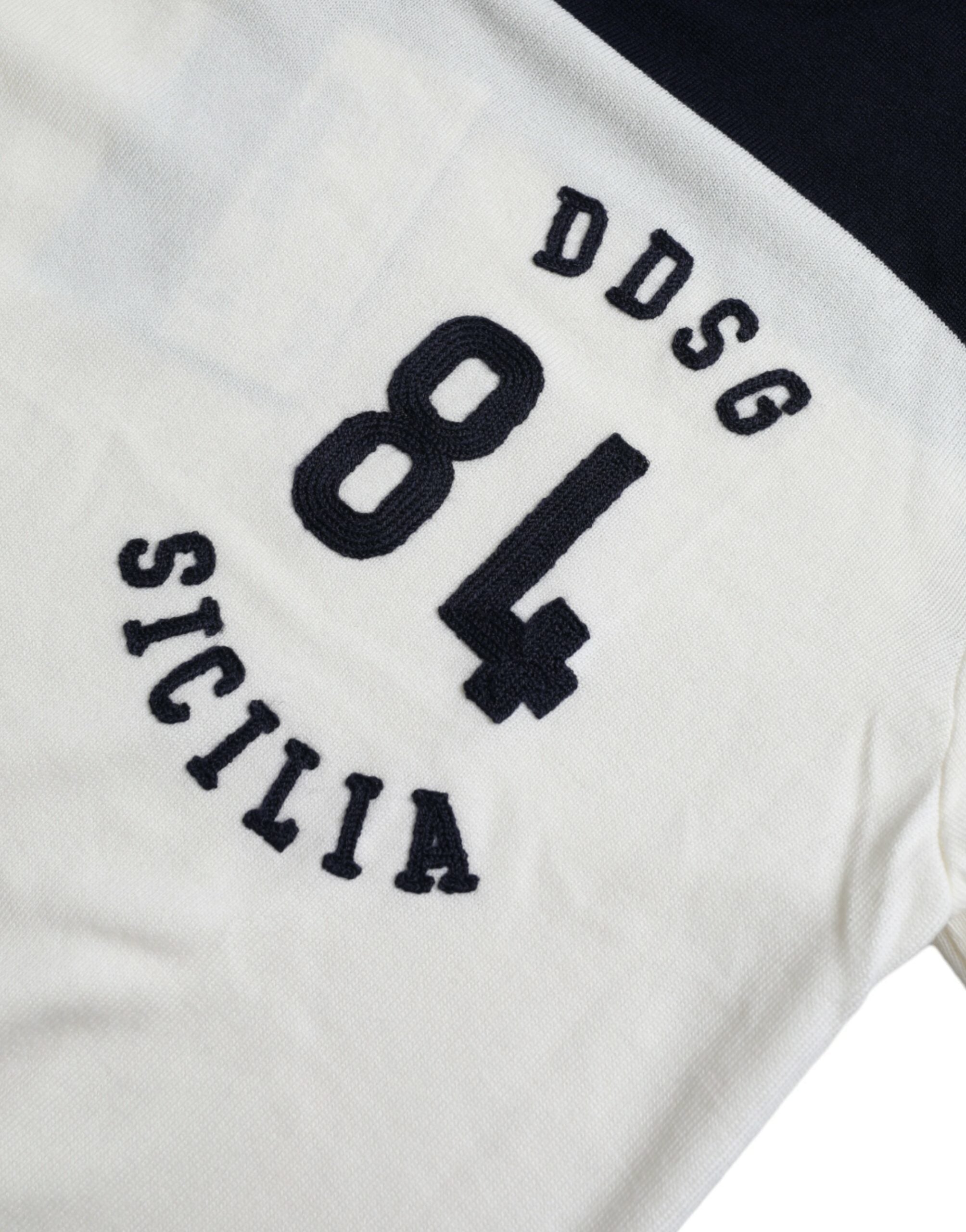 Dolce & Gabbana White Black SICILIA Henley Shirt Pullover Sweater -   -  Dolce & Gabbana.