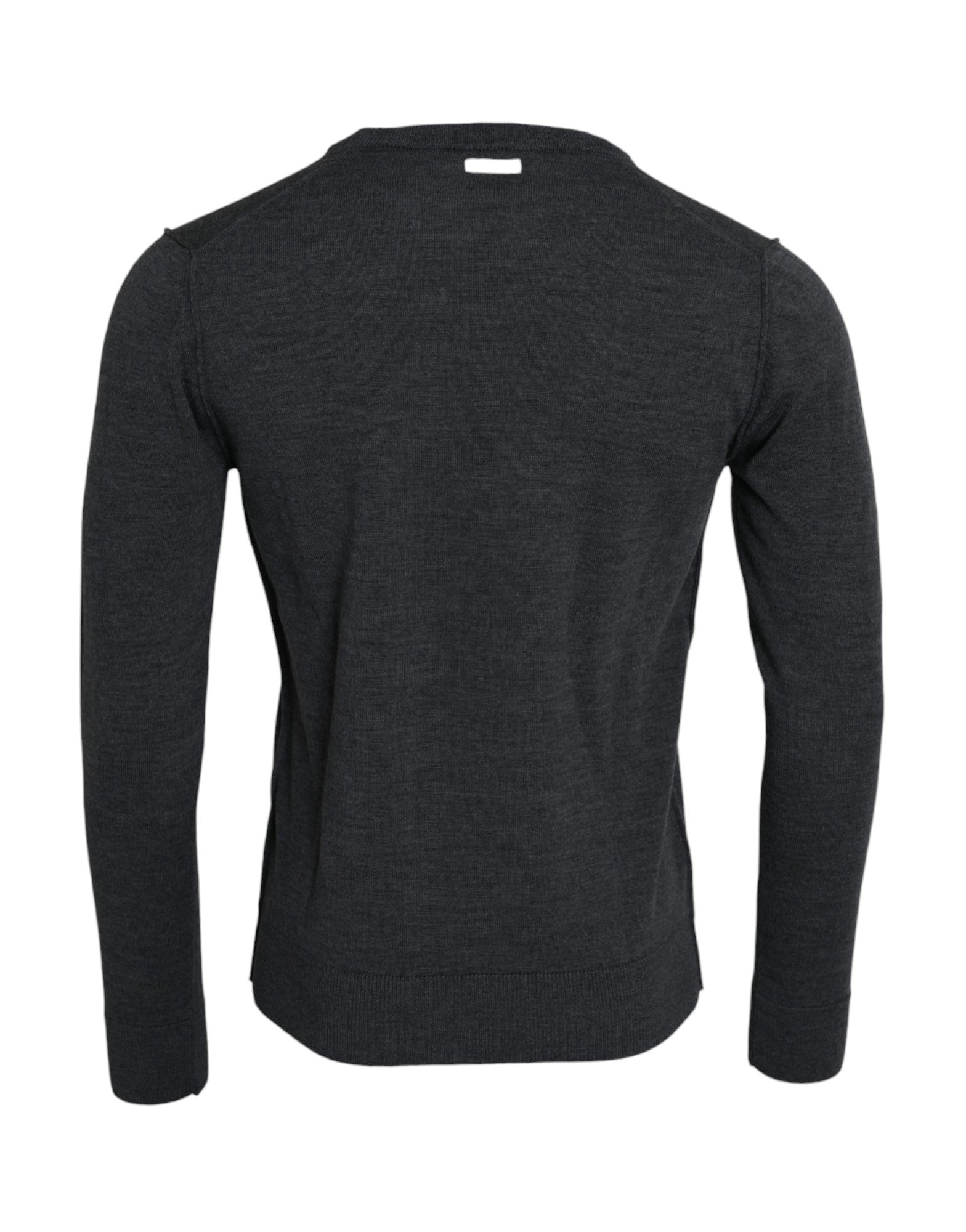 Dolce & Gabbana Dark Gray Wool Crew Neck Pullover Sweater -   -  Dolce & Gabbana.