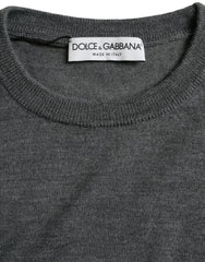Dolce & Gabbana Dark Gray Wool Crew Neck Pullover Sweater -   -  Dolce & Gabbana.