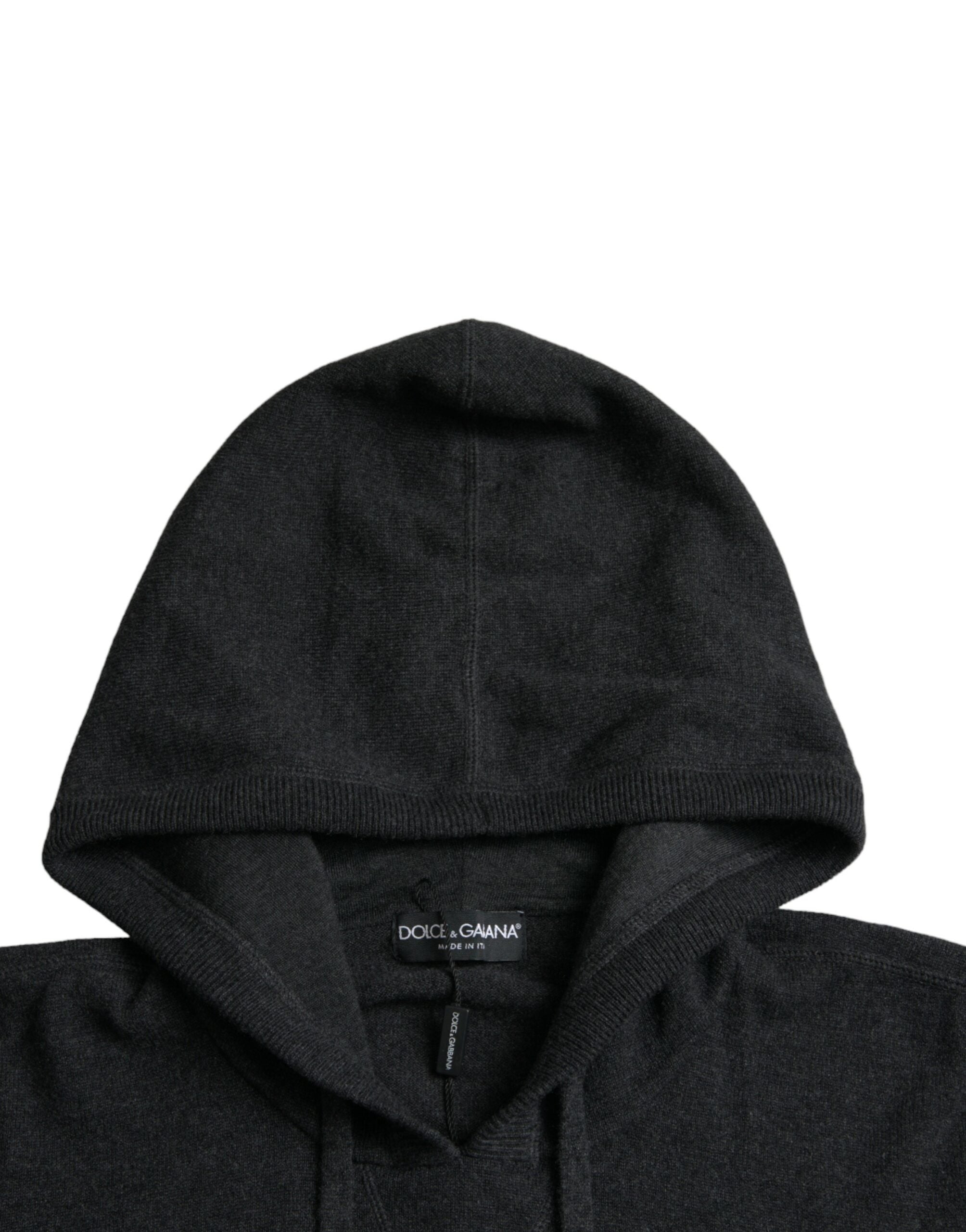 Dolce & Gabbana Dark Gray Cashmere Hooded Pullover Sweater -   -  Dolce & Gabbana.