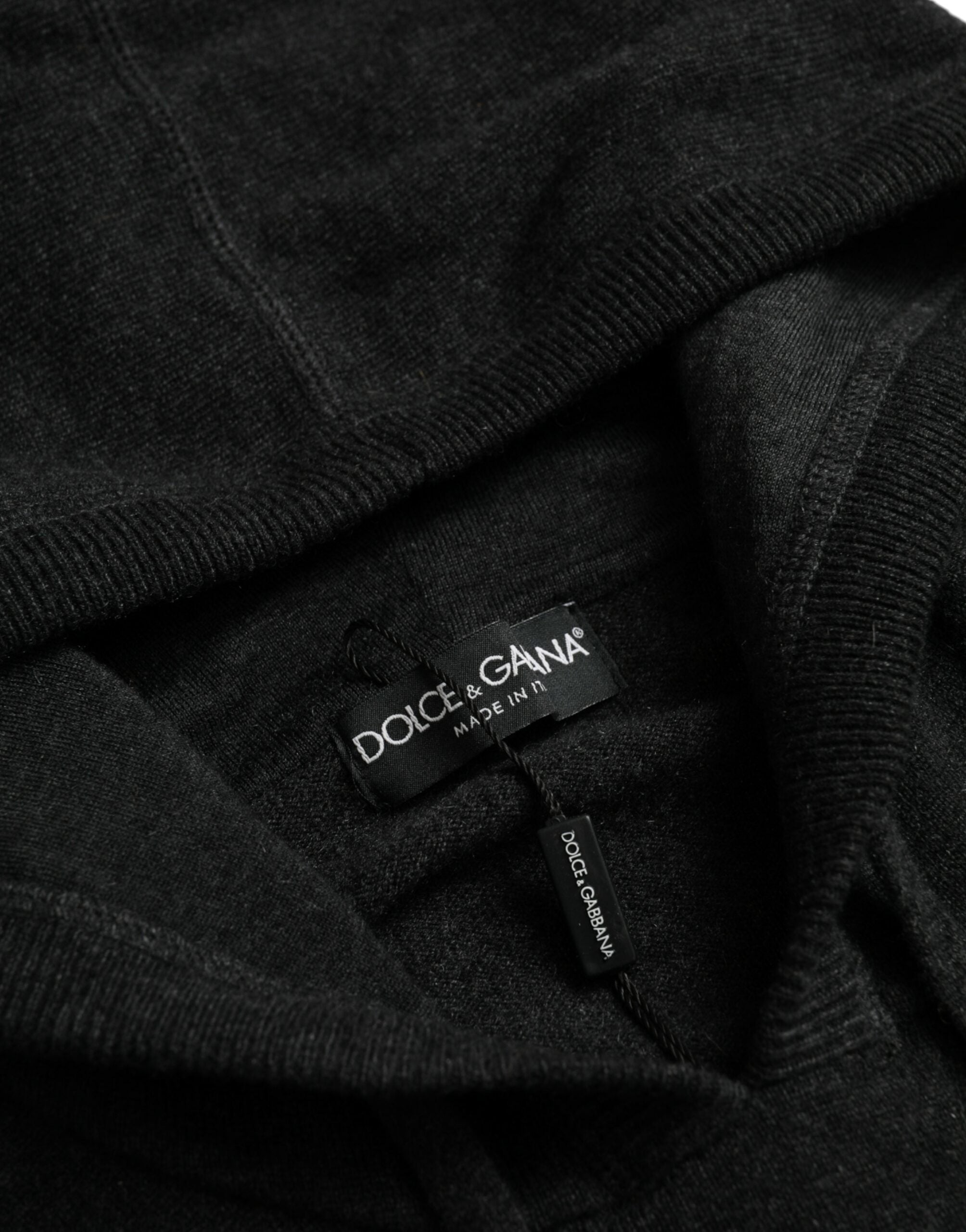 Dolce & Gabbana Dark Gray Cashmere Hooded Pullover Sweater -   -  Dolce & Gabbana.