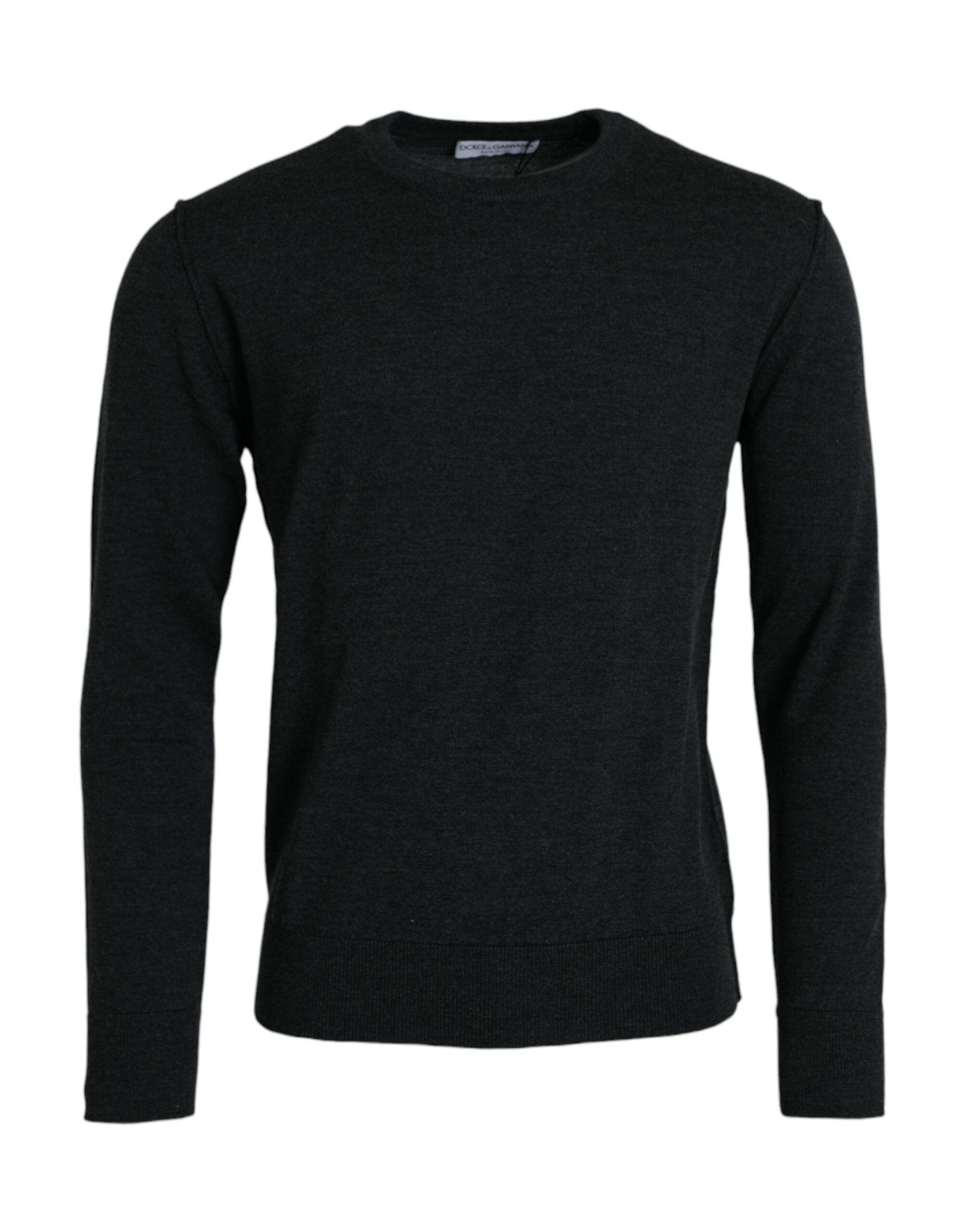 Dolce & Gabbana Dark Gray Wool Crew Neck Pullover Sweater -   -  Dolce & Gabbana.