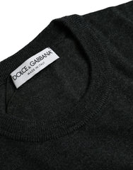 Dolce & Gabbana Dark Gray Wool Crew Neck Pullover Sweater -   -  Dolce & Gabbana.