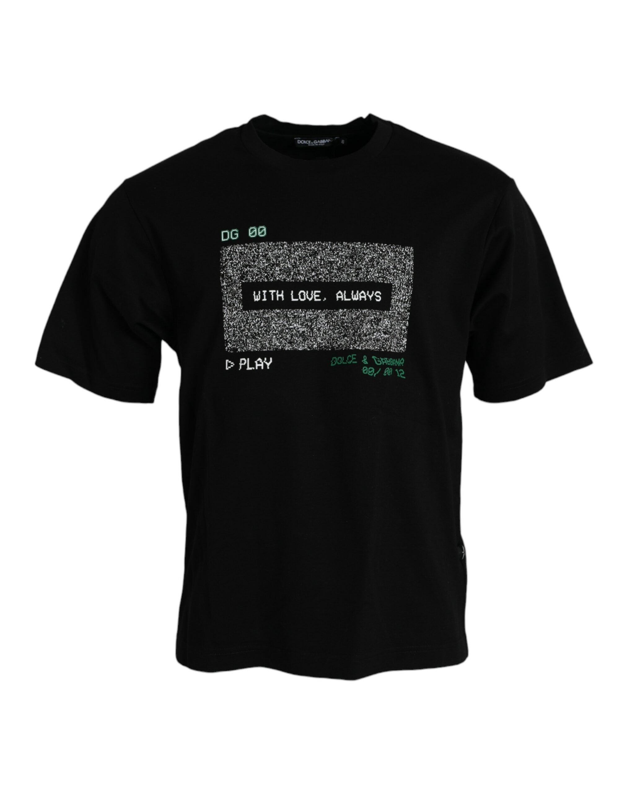 Dolce & Gabbana Black With Love Always Crew Neck Top T-shirt -   -  Dolce & Gabbana.
