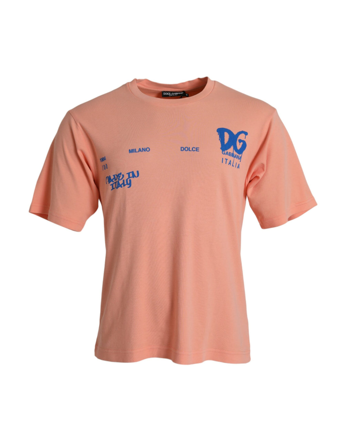 Dolce & Gabbana Coral Cotton Logo Print Short Sleeve T-shirt -   -  Dolce & Gabbana.