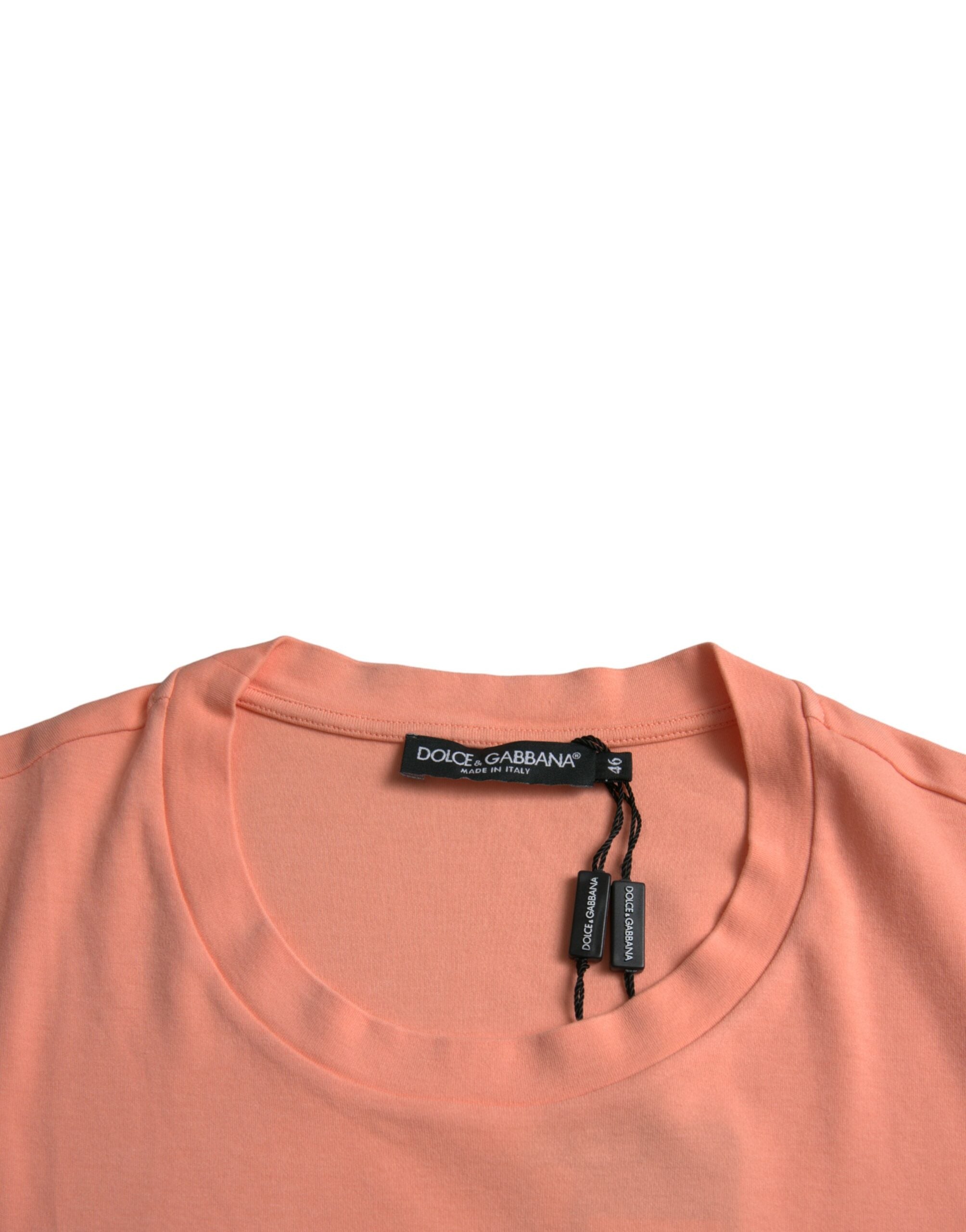 Dolce & Gabbana Coral Cotton Logo Print Short Sleeve T-shirt -   -  Dolce & Gabbana.