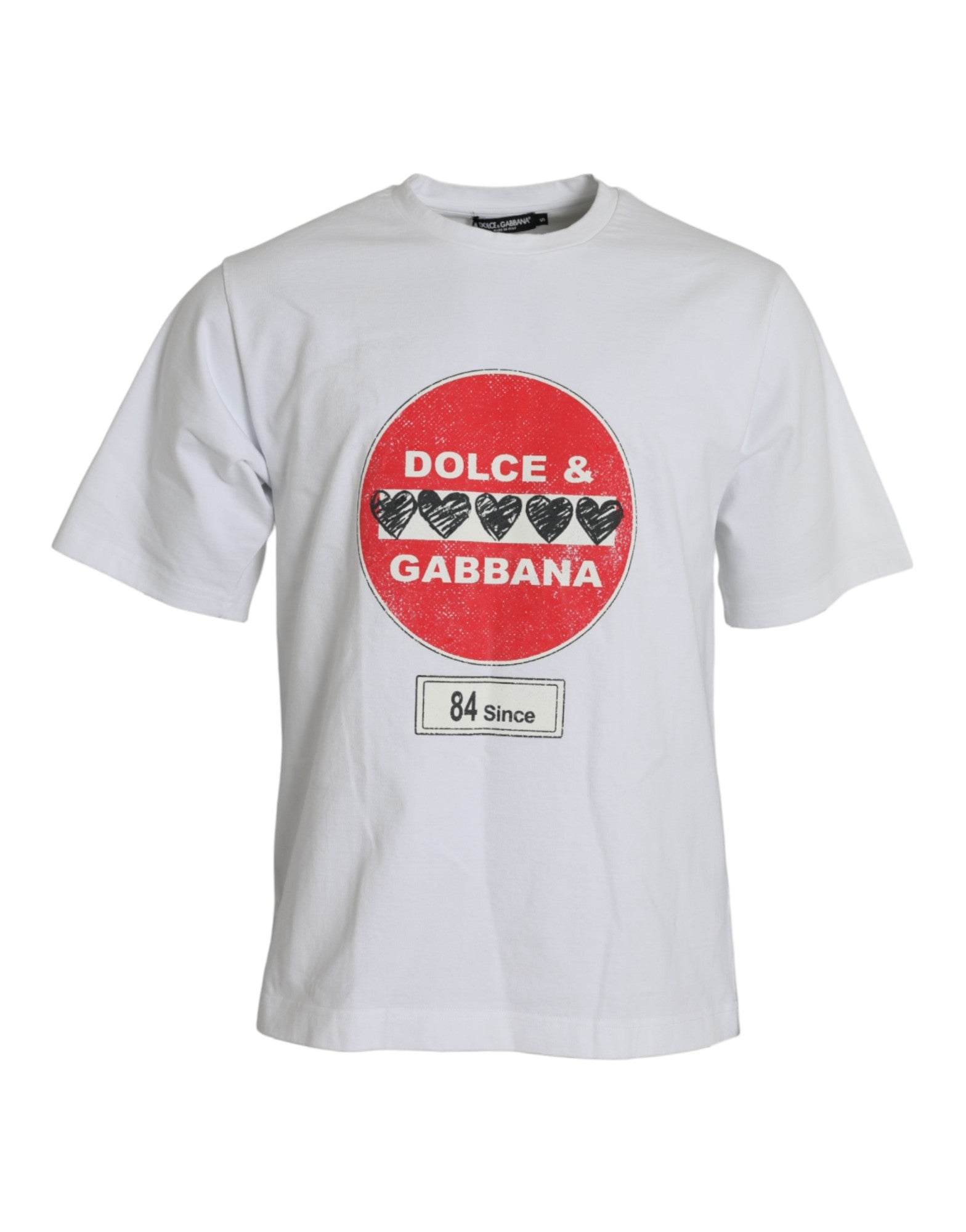 Dolce & Gabbana White Amor Heart Cotton Crewneck Short Sleeve T-shirt -   -  Dolce & Gabbana.