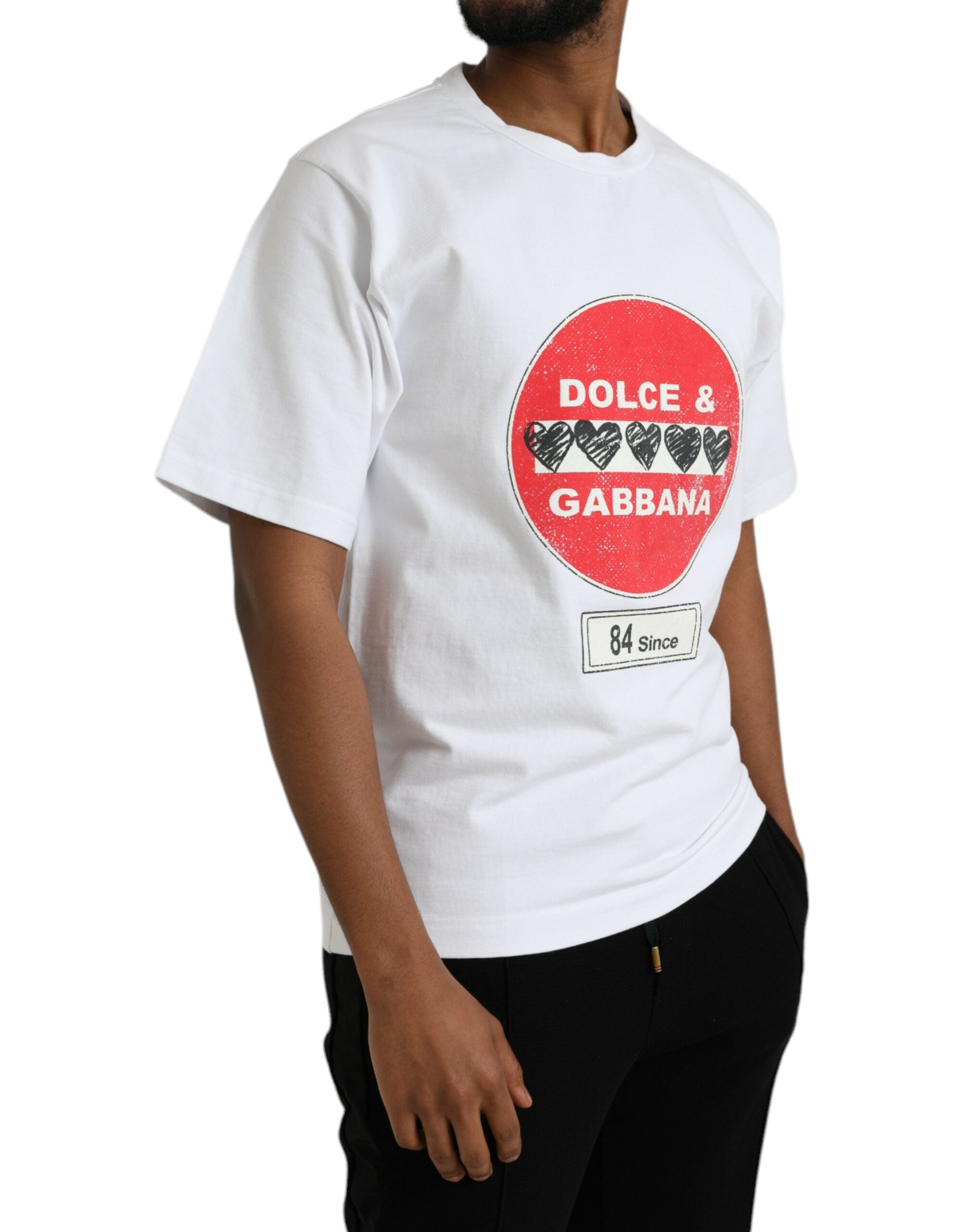 Dolce & Gabbana White Amor Heart Cotton Crewneck Short Sleeve T-shirt -   -  Dolce & Gabbana.
