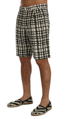 Dolce & Gabbana White Black Striped Casual Shorts -   -  Dolce & Gabbana.