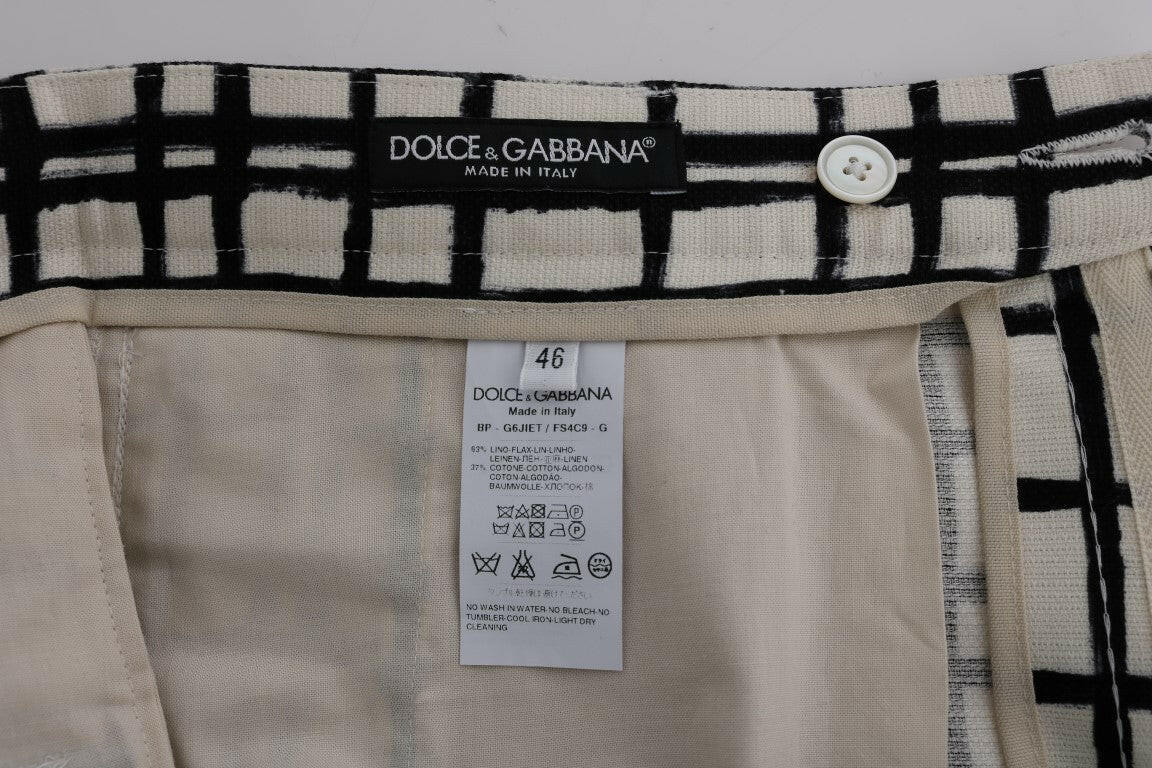 Dolce & Gabbana White Black Striped Casual Shorts -   -  Dolce & Gabbana.