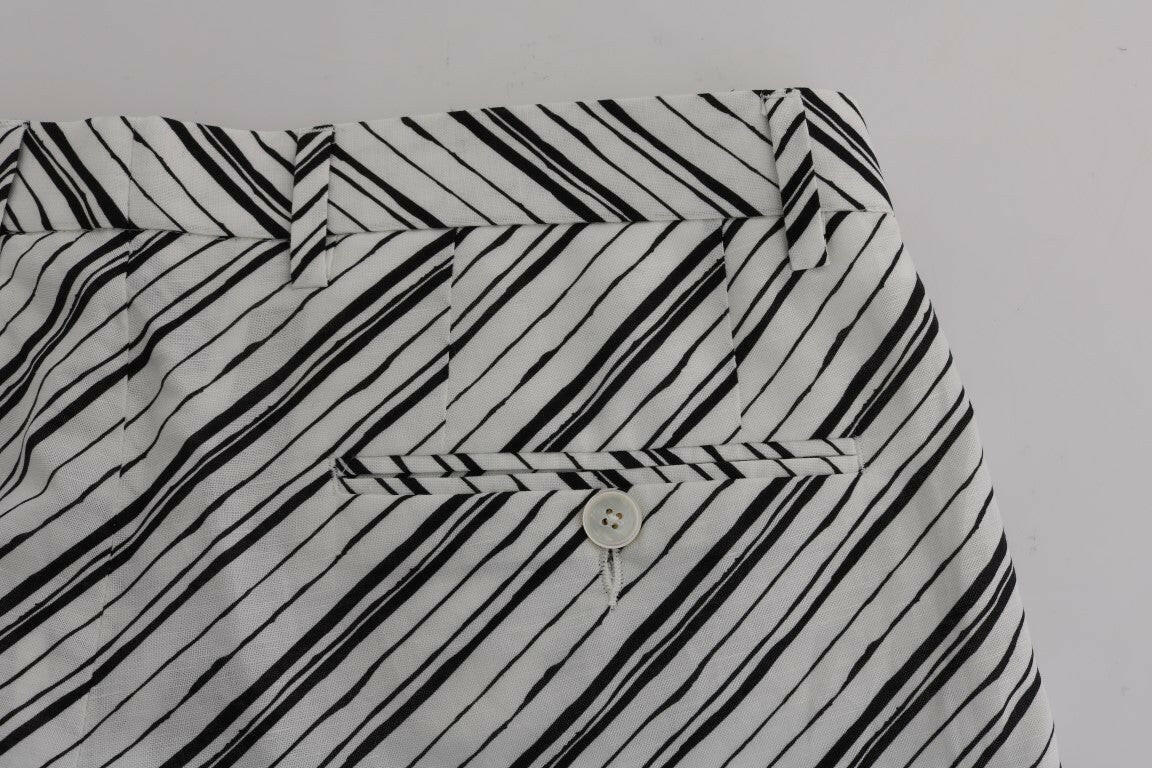 Dolce & Gabbana White Black Striped Casual Shorts -   -  Dolce & Gabbana.