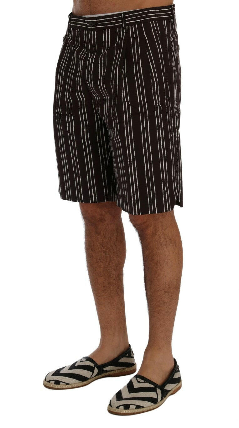 Dolce & Gabbana Bordeaux White Striped Hemp Casual Shorts -   -  Dolce & Gabbana.