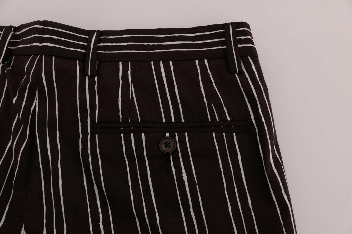 Dolce & Gabbana Bordeaux White Striped Hemp Casual Shorts -   -  Dolce & Gabbana.