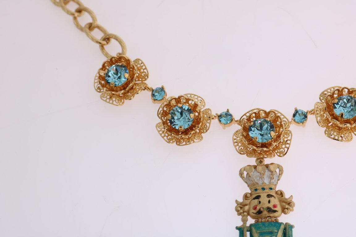 Dolce & Gabbana Gold Brass Handpainted Crystal Floral Necklace -   -  Dolce & Gabbana.