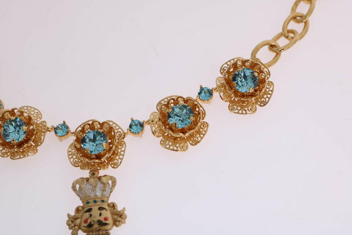 Dolce & Gabbana Gold Brass Handpainted Crystal Floral Necklace -   -  Dolce & Gabbana.