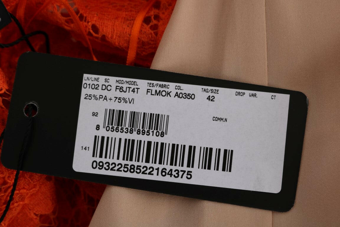 Dolce & Gabbana Orange Floral Ricamo Sheath Long Dress -   -  Dolce & Gabbana.