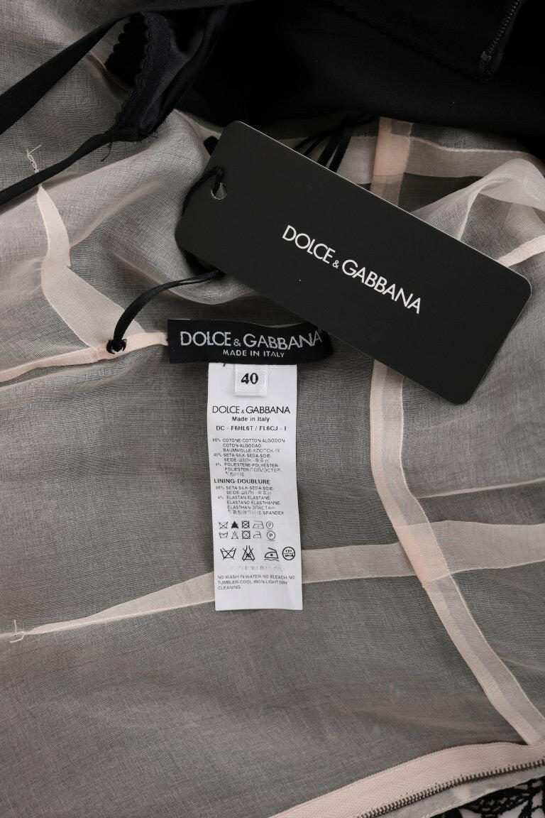 Dolce & Gabbana Black Cotton Silk Floral Long Dress -   -  Dolce & Gabbana.