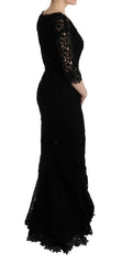 Dolce & Gabbana Black Floral Ricamo Sheath Long Dress -   -  Dolce & Gabbana.