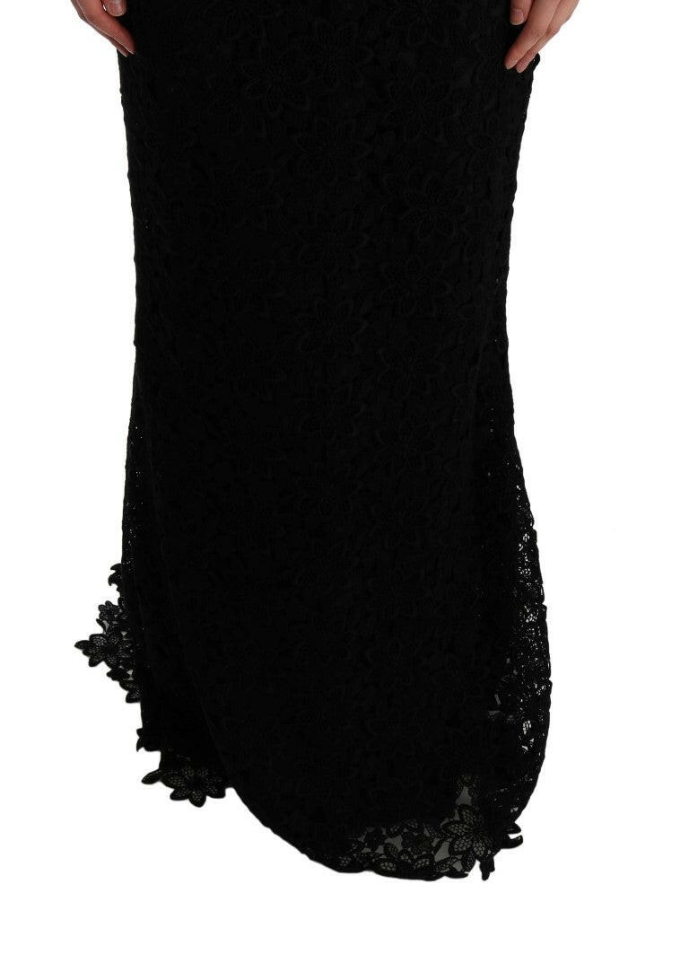 Dolce & Gabbana Black Floral Ricamo Sheath Long Dress -   -  Dolce & Gabbana.