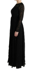 Dolce & Gabbana Black Floral Lace Sheath Silk Dress -   -  Dolce & Gabbana.