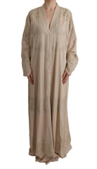 Dolce & Gabbana Beige Floral Applique Lace Kaftan Dress -   -  Dolce & Gabbana.